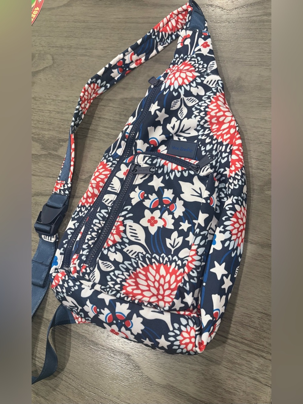 * New Vera Bradley Floral Navy Crossbody Sling Bag - Blue/White/Red floral